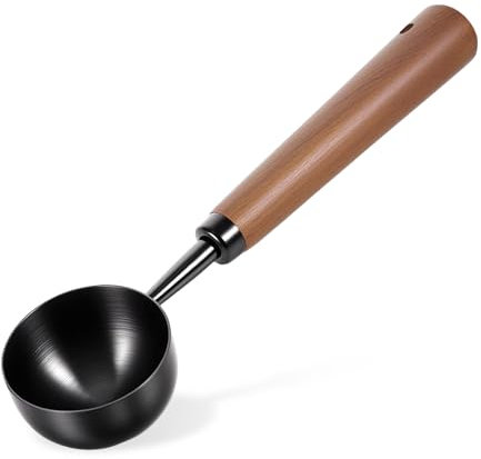 Cucchiaio dosatore da caffè vintage in acciaio inox, capacità 30 ml, manico lungo in legno, cucchiaio da caffè retrò, utensile da cucina, cucchiaini da tè e altro ancora