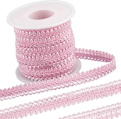 GORGECRAFT Cinta de Poliéster Trenzada Decorativa de 9 m X 12mm para Cortina Tapicería Encaje Apliques para Accesorios de Costura del Hogar Color Rosa