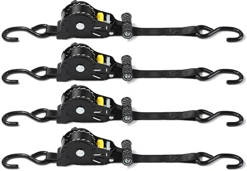 4 Stück Automatik Spanngurte - 3 m x 25mm, 680KG Automatischer Spanngurtaufroller mit S Haken - Spanngurte mit Ratsche - Selbstaufrollend Spanngurt Zurrgurte für Ladungssicherung,LKW, Anhänger
