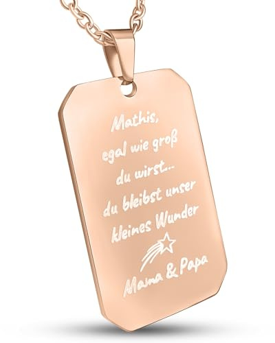 Hanessa Personalisierte Dog Tag Kette mit Gravur - Hundemarke mit Gravur Edelstahl 50 cm - Personalisierte Kette mit Namen Herren - Erkennungsmarke Männer Halskette Dog Tag