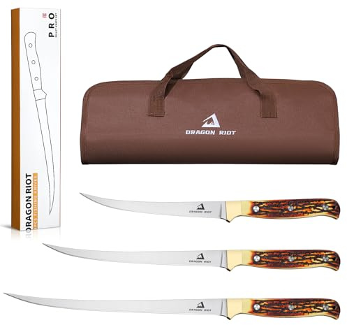 DRAGON RIOT Fillet Knife Set, Japanese Stainless Steel, Ergonomic Handle