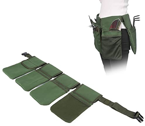 Garden tool belt, Garden Tool Apron with 4 Pockets Hanging Pouch Heavy Duty Storage Belt Gardening Organizer Bag for Men Women