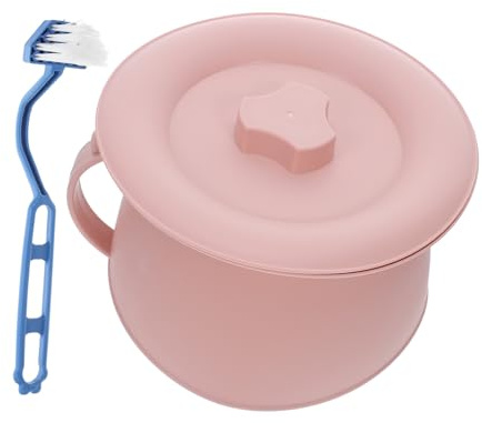 Comoda Portatile Rosa 1, 5l in Pp con Coperchio per Anziani | Pennello per Pulizia Incluso, Uso Notturno Stabile, Adatta a Ufficio e Ragazzo Ragazza