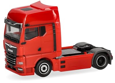 Herpa LKW Modell MAN eTGX GX Zugmaschine 2achs, rot, Miniatur im Maßstab 1:87, Sammlerstück, Made in Germany, Kunststoff