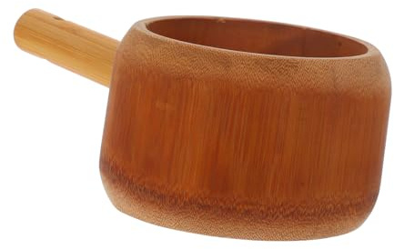 SHINEOFI Natural Solid Wood Bath Rinse Ladle Spoon for Kitchen and Gardening Multifunctional Wooden Scoop for Water Rice Flour Stylish Japanese Tea Accessory
