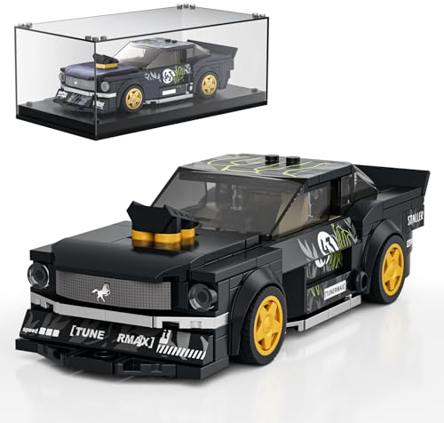Mould King 27024 Speed Champion Rennwagen Bausteine Sportwagen Klemmbausteine mit Acryl-Vitrine Modellautos zum Sammeln (408 Teile)