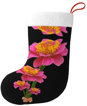 Winhga Fine Leaf Chrysanthemum Prints Double-Sided Printed Christmas Socks for Large-Capacity Holiday Party Indoor Decorations