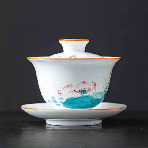 LEEDJUINE Juego de té Kungfu de porcelana blanca estilo antiguo, 130 ml, hecho a mano