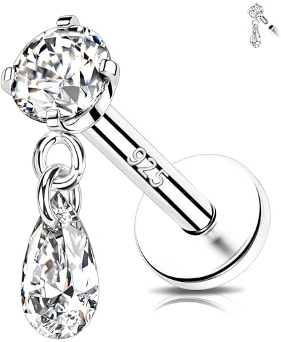 Melighting CZ Knorpel Ohrring 925 Silber Helix Ohrring Innengewinde Flache Rückseite Ohrringe Baumeln Tragus Stud Labret Piercing Schmuck