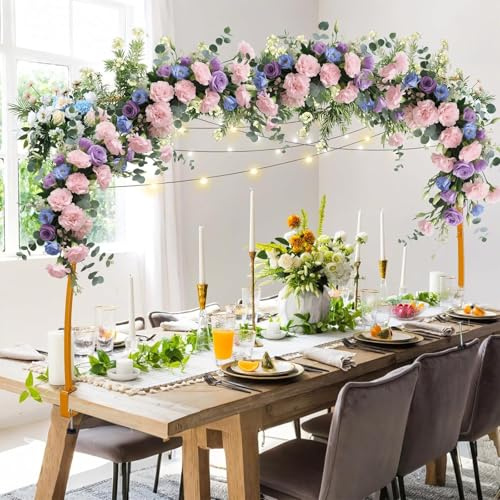 Quadrato Arco Palloncini da Tavolo, Arco Palloncini Struttura da Tavolo, Decorativa Archi in Acciaio Rinforzato, Supporto per Palloncino per Matrimonio, Compleanno, Festa Dorato 3x1,4m