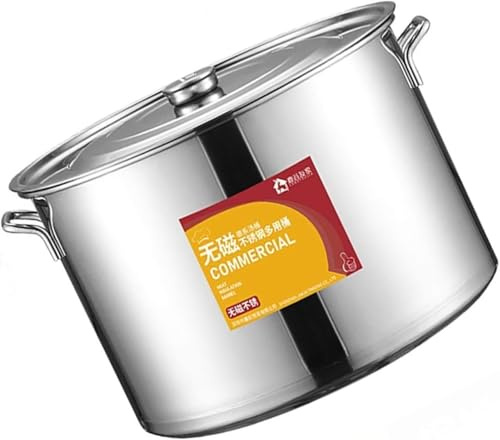Olla De Sopa con Tapa - Olla De Stock, Olla De 13-40l, Catering Comercial/doméstico Olla De Sopa De Acero Inoxidable 304 Gruesa con Tapa, para Estufa De Gas/Cocina De Inducción, 25L