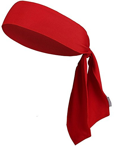 Bandeau de sport pour les femmes et les hommes - Bandeau antidérapant bandeau Sweatband Cravates Idéal pour courir, travailler, tennis, karaté, volley-ball & Performance Wicking extensible (Red)