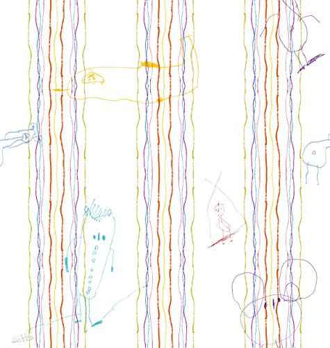 Bunte Doodle Streifen Tapete: Ich war's nicht mit Zeichnungen - Vliestapete Kinder - Moderne Wanddeko - GMM Wandtapete für fröhliche Wohnakzente (um Wände halb hoch zu tapezieren H: 1,5m B: 46.5cm)