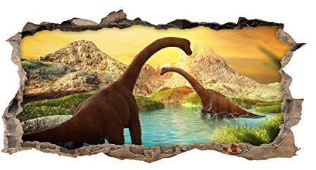 nikima - 118 Wandtattoo Brachiosaurus Sonnenuntergang Urzeit - Loch in der Wand - in 6 Größen - Coole Kinderzimmer Sticker und Aufkleber Wanddeko Wandbild Junge - Größe 1000 x 500 mm