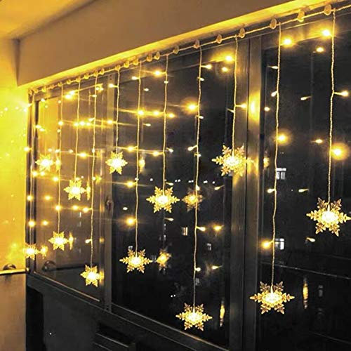 Klighten LED Lichterkette Vorhang Leuchtvorhang Mit 8 Modi 96 LED Lichtervorhang Romantisch Licht Schnur String Fairy Lights für Weihnachts- und Winter- Dekoration Warmweiß 3.5 * 0.65M