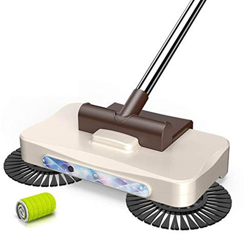NLIAN- Hand-Push-Kehrmaschine Haushalt, Reinigung des vorderen Suchscheinwerfers Hand-Push-Automatik-Kehrmaschine Clean Home 3-in-1-Kehrmaschine Geeignet for alle Arten von Boden (Color : Brown)