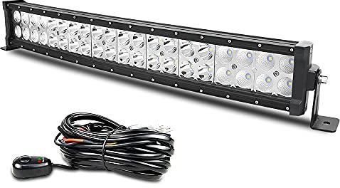 Willpower 22 Zoll 56cm 120W LED Arbeitsscheinwerfer Bar Gebogen LED Scheinwerfer 12V 24V mit Kabelbaum Flutlicht Reflektor Combo Arbeitslicht Zusatzscheinwerfer Auto Offroad Traktor SUV UTV ATV