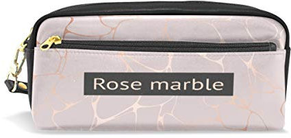 HMZXZ RXYY Federmäppchen Rose Marmor Linien Drucken für Student Groß Kapazität Reißverschluss PU Leder Mäppchen Schreibwaren Kosmetik Makeup Tasche für Mädchen Jungs Frauen