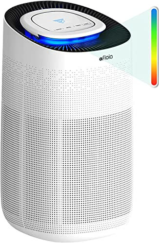 Afloia Purificateur d'air, affichage de la qualité de l'air, sécurité enfants, CADR de 550 m³/h, filtre HEPA H13 à 3 niveaux avec vent à quatre vitesses, purification automatique à 360°, Timer