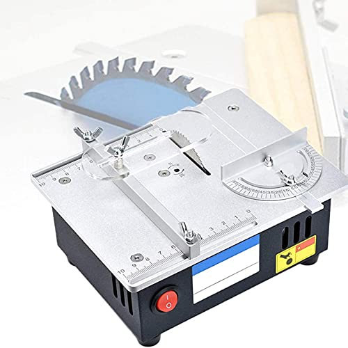 KUANDARMX Mini Table Saw, Multifunctional Portable Wood Cutting Machine, Model Making Power Tools, Dust Removal, 0-90° Cutting, 755 Motor