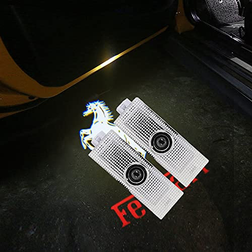 2Pcs Car Door Light Easy Installation Car Door LED Logo Projector Welcome Light Puddle lamp Compatible with 458 488 599 612 FF F12 California (01)