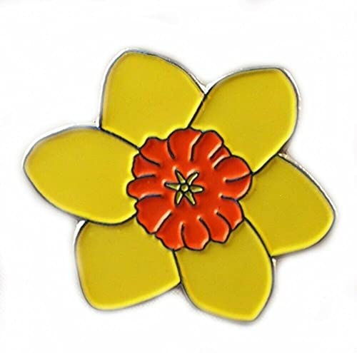 GBJUK Welsh Yellow Flower Daffodil Pin Lapel Badge with Butterfly Clasp Back