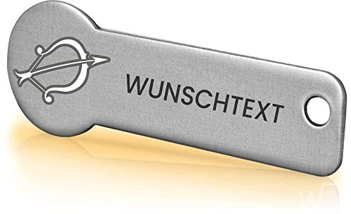 Einkaufswagenlöser ® Personalisiert mit Sternzeichen/Personalisierter Schlüsselanhänger mit Gravur & Schlüsselfundservice/Einkaufschip zum Rausziehen/Entriegler für Einkaufswagen - Schütze