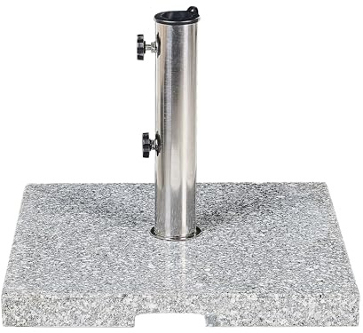 Beliani Sonnenschirmständer Granit/Edelstahl quadratisch grau 45 x 45 cm Modern Ceggia