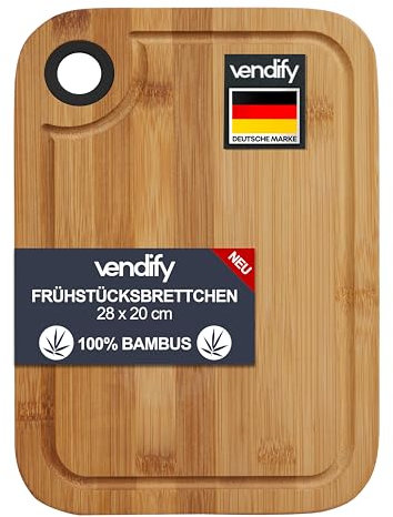 vendify® Tabla de desayuno de bambú – Tabla de cortar 28 x 20 cm – Tabla de cocina de madera