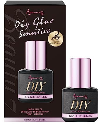 Colle Extension de Cils SENSIBLE, Cils Adhésif Non Stimulation Tenue Super Forte Pour Semi Permanent Cils Individuels, Colle Faux Cils, 1s Seche Rapide, 10 Jours Rétention 5ml (10ml)