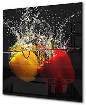 Canvasfly 60x60 Wandpaneele für Küche Deko-Spritzschutz für Küchenrückwand Glas Bilder Gehärtet Küchen-Deko Glasplatte aus Vorgespanntem Glas Küchenrückwandplatte Pfeffer