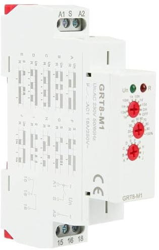 Jadeshay GRT8-M1 Relé Temporizador Relé de Retardo de Tiempo 10 Modos Multifunción Instalación en Carril DIN 35mm Indicación LED Ideal para Equipos Industriales y Control de Iluminación Pasillos
