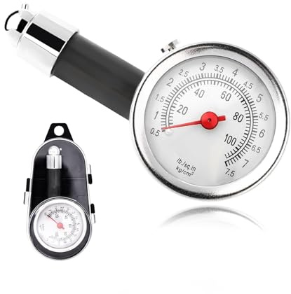Sylvil Jauge de pression des pneus pour voitures, 10 à 100 PSI - Testeur de pression d'air mécanique des pneus - Outil numérique précis et facile à lire - Accessoires de voiture universels pour moto