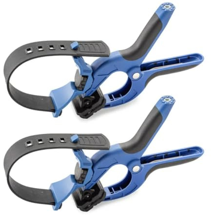 Rockler 4'' Clamping Hose Holders (Pack of 2) – Spring Clamps Hose Holder w/Nylon, Thermoplastic, Non-Slip Rubber Grip - 3'' Jaw Opening Dust Collection Accessories - Versatile Mounting Clamps
