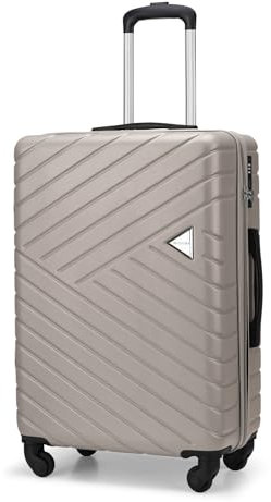 Puccini Koffer Reisekoffer Hartschalen Trolly Beautycase Malaga (Champagne (6C), Mittelgroß)