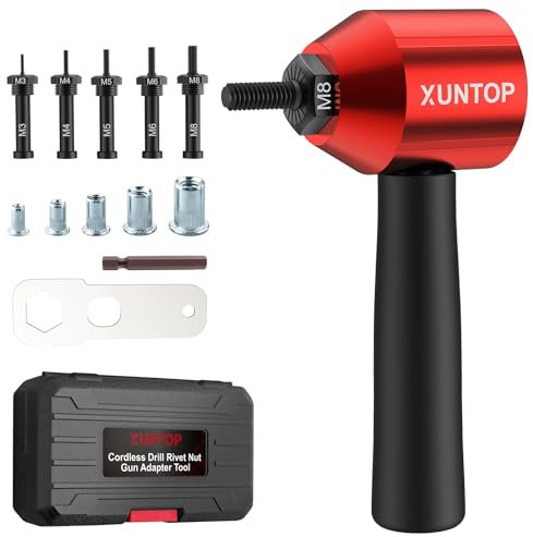 XUNTOP Electric Rivet Nut Tool with 40PCS Nut Accessories,Easy to Install Rivet Gun Adapter for Electric Rivet Gun Electric Nut Gun Adapter Widely Used in DIY,Mechanical and Automobile Maintenance
