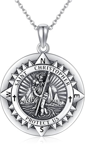 JERWLI St Christopher Halskette 925 Sterling Silber St Christopher Anhänger Schmuck Geschenke für Männer