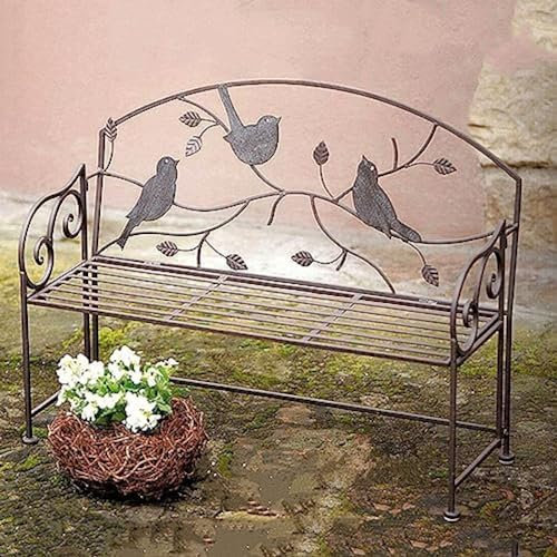 Schmiedeeiserne Terrassen-Gartenbank für den Außenbereich, Vintage-Dekor, vogelförmige Terrasse, Balkon, Metall-Kinderbank, Mehrzweck-Pflanzgefäß, wetterfester Veranda-Stuhl, leichte faltbar