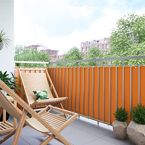 BalkonsichtschutzZaunblende Sichtschutz Blickdicht Polyester mit Ösen für Balkon Sichtschutz - Dunkelgrün 100x750cm