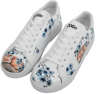 DOGO Femme Cuir Vegan Blanc Baskets - Stay Clever Motif