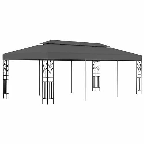 Gecheer Gazebo 3x6 m Antracite,Gazebo da Esterno,Parasole,Gazebo Pergola con Telo,Padiglione da Giardino,Tenda per Feste,Gazebo per Barbecue,A47964