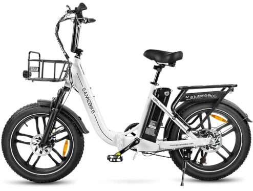 SAMEBIKE Bicicletta Elettrica Adulto, 20'' ×4.0'' Fat Tire Bici Elettrica per Donna, 7 Velocità, 250W Batteria Rimovibile 36V 642WH Autonomia bis zu 120 km