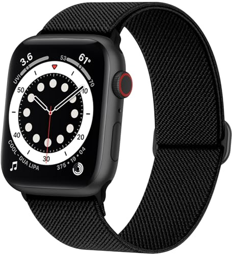 DigiHero Compatible with Apple Watch Straps 40mm 42mm 44mm 41mm 45mm 46mm 38mm, Elastic Stretchy Nylon Sport Solo Loop Replacement Band for iWatch Series 11 10 9 8 7 6 5 4, SE 3 2 1, Black S