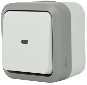 Electraline 615903 - Interruptor pulsador (IP55 Hypro para exteriores, con indicador indicador)