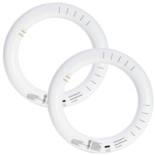 Diodesy- 8 Inch Circular Fluorescent Light Bulbs 11W 1100 Lumens G10q 4 Pin Base 30K/40K/50K/65K Color Selectable Circline Round Replacement Tube Lamp for Circle Ceiling Fixture 120-277V Pack of 2