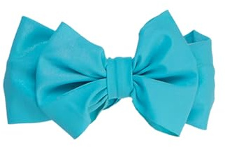 RuffleButts Girls UPF50+ Shimmer Swim Bow Headband - Bright Aqua, One Size