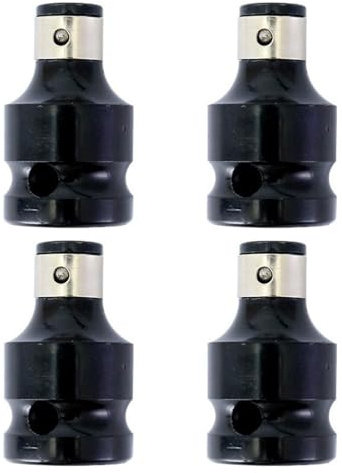 4PCS Converter Drill Chucks Adaptor, 1/2 Square Drive to 1/4 Hex Shank Socket Adapter, Air and Electric Wrench Converter Chuck Adapter