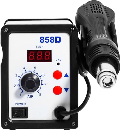 KANBCNG Station de traitement numérique à air chaud 700 W 858D 858D 8 vitesses Vitesse du vent réglable Transformateur intégré Affichage numérique Station de soudage portable Station de dessoudage