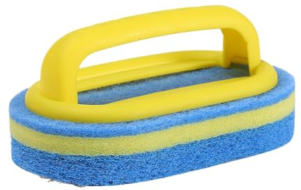 Spugna con manico, spazzola ergonomica per la pulizia del bagno per uso domestico | Spugna in PP con impugnatura comoda, cuscinetto abrasivo per WC, piastrelle, vasca da bagno, doccia o