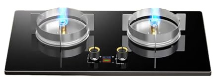 Cucina A Gas A 2 Fuochi, Piano Cottura Da 5,2 KW, Timer Bilaterale Da 180 Min, Griglia Rotonda Anti-slittamento, Kit Fonte Di Gas NG/GPL, Protezione Anti-spegnimento(LPG)